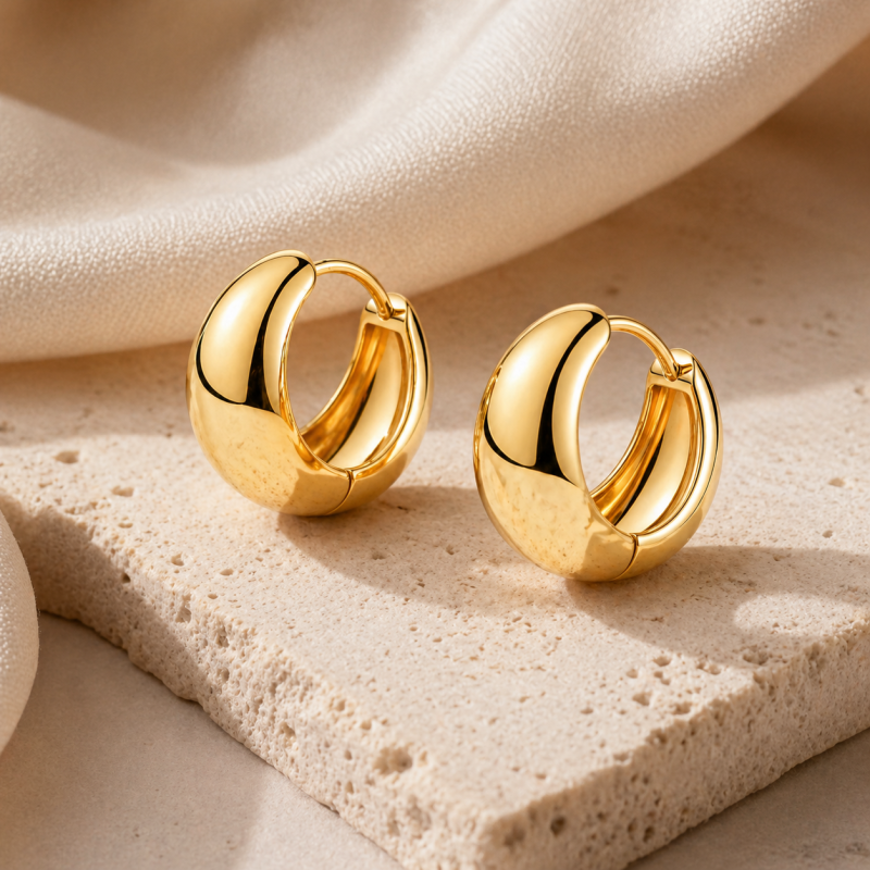 Sterling Silver with Yellow Gold Plated Teardrop Hoop Earrings-3