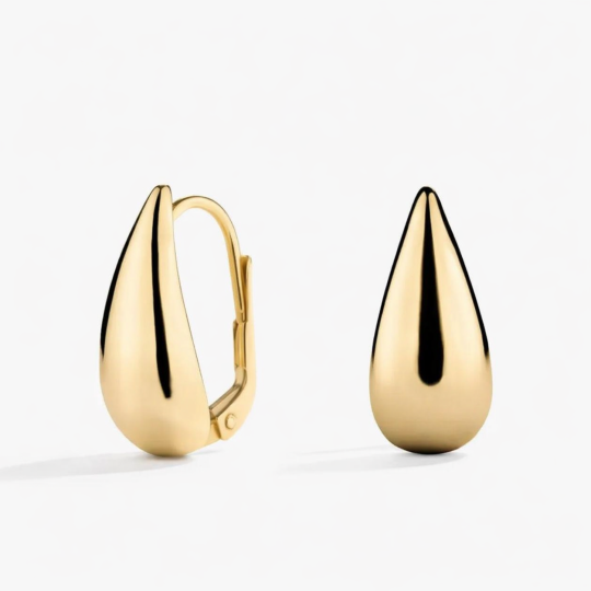 Sterlingzilveren oorbellen met geelgouden plating, in druppelvorm, met hendel aan de achterkant