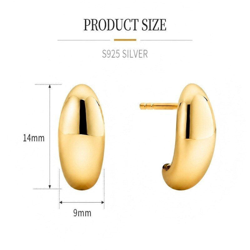 Sterling Silver with Yellow Gold Plated Teardrop Stud Earrings-4