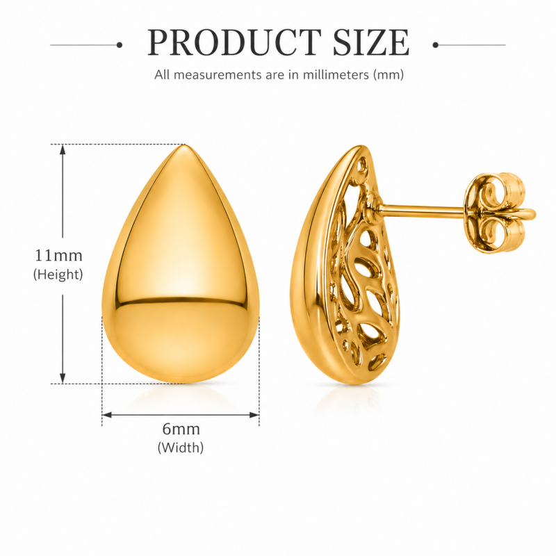 Sterling Silver with Yellow Gold Plated Teardrop Stud Earrings-4