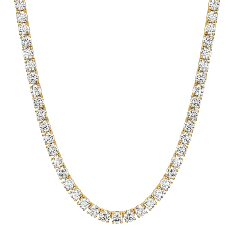 Collar de cadena de tenis para hombre, de plata de ley con baño de oro amarillo, 4 mm-1