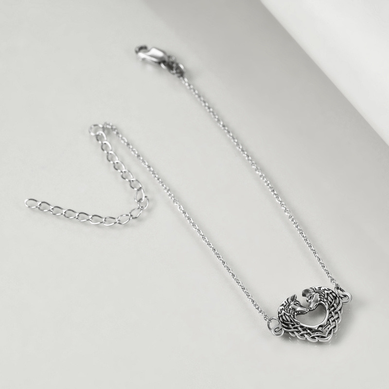 Pulsera con colgante de lobo en plata de ley-3