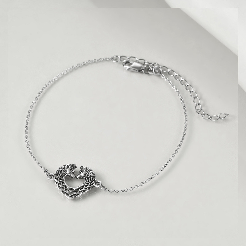 Pulsera con colgante de lobo en plata de ley-4