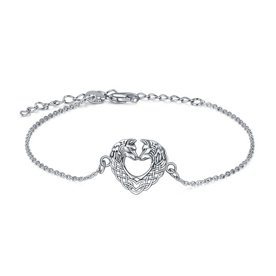 Pulsera con colgante de lobo en plata de ley