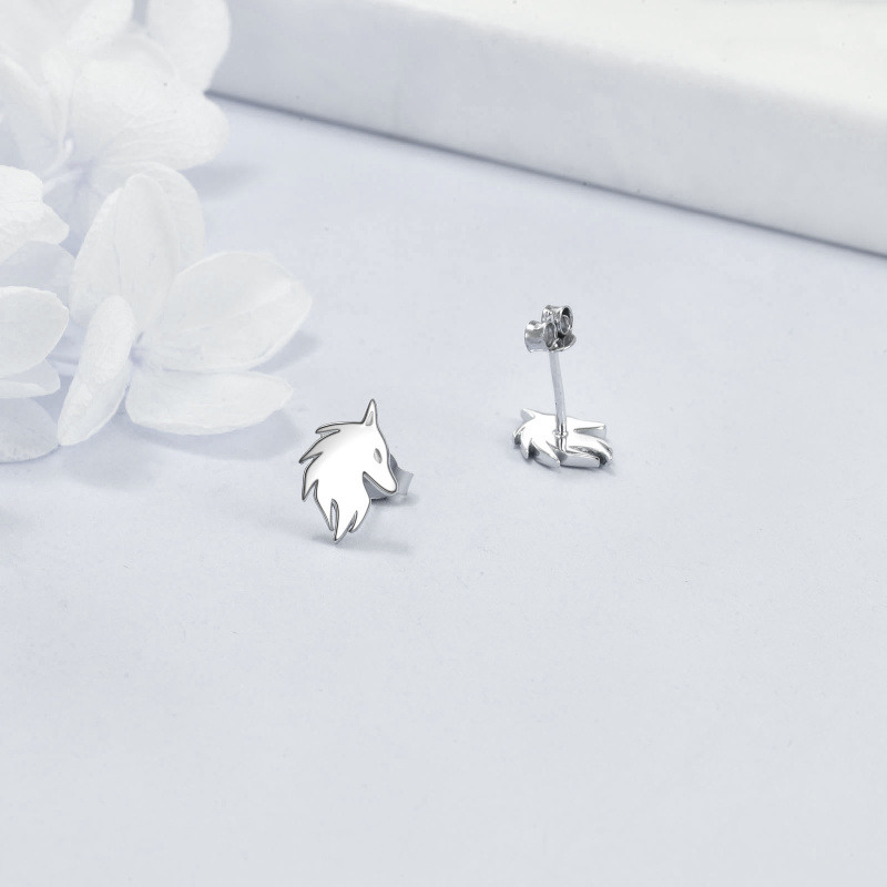 Pendientes de lobo en plata de ley para mujeres y hombres-4