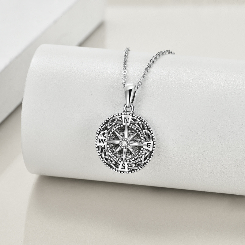 Collier avec médaillon photo personnalisé en argent sterling et zircon avec nœud celtique-3
