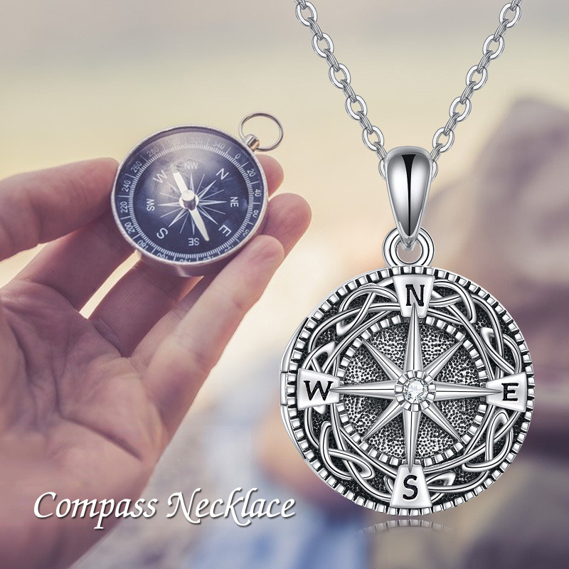 Collier avec médaillon photo personnalisé en argent sterling et zircon avec nœud celtique-6