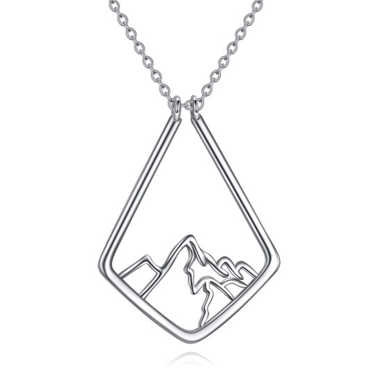 Collar con colgante portaanillos de circonitas en forma de montañas, de plata de ley.