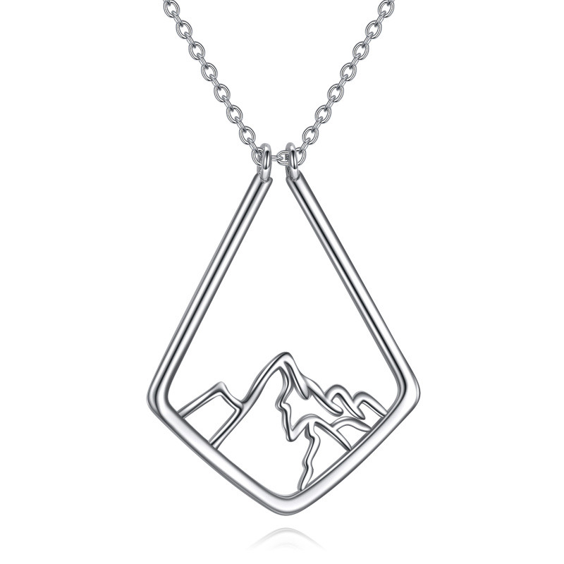 Halskette mit Ringanhänger aus Sterlingsilber mit Zirkonia-Bergen-1