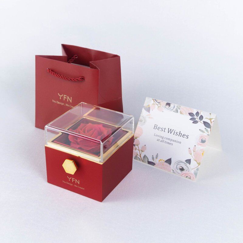 Surprise Engagement Ring Box Rotatable Rose Jewelry Box for Necklaces and Rings-1