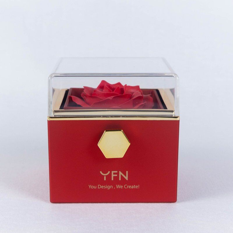 Surprise Engagement Ring Box Rotatable Rose Jewelry Box for Necklaces and Rings-2