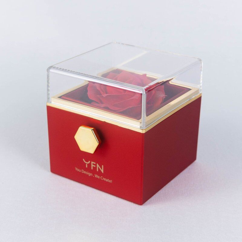 Surprise Engagement Ring Box Rotatable Rose Jewelry Box for Necklaces and Rings-3