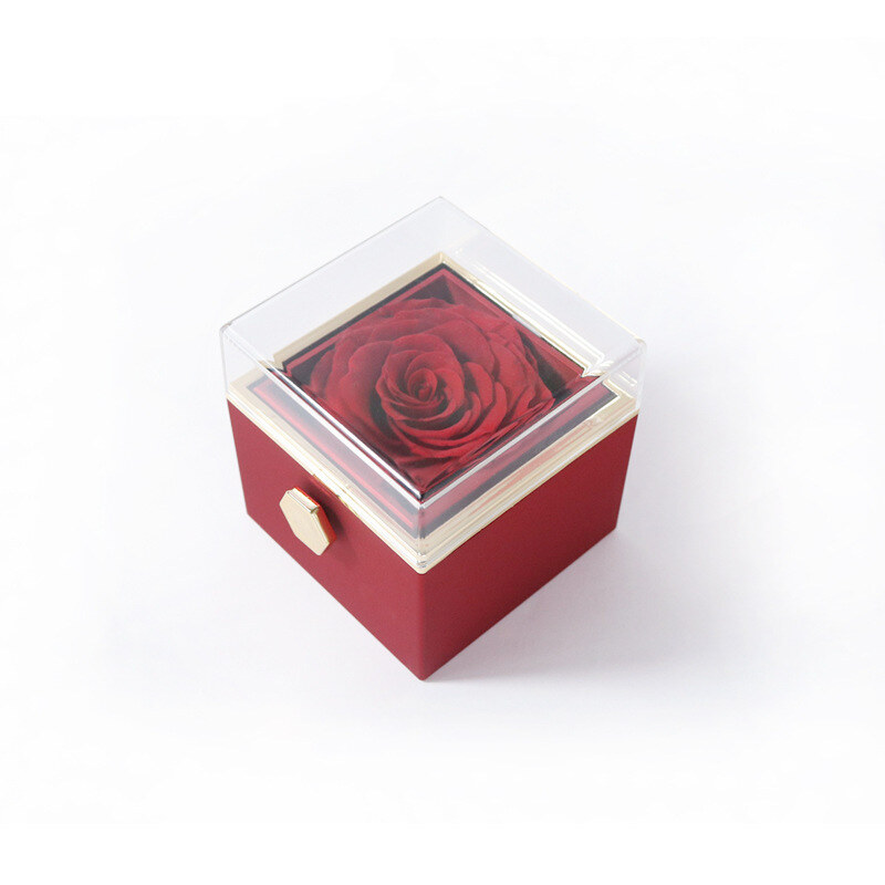 Surprise Engagement Ring Box Rotatable Rose Jewelry Box for Necklaces and Rings-1