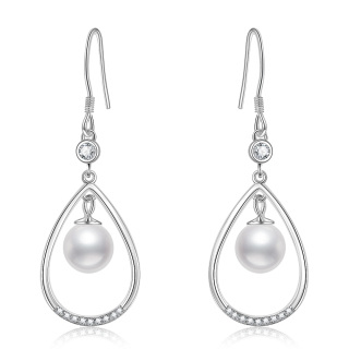 Sterling Silver Drop Pearl Drop Earrings for Women-33