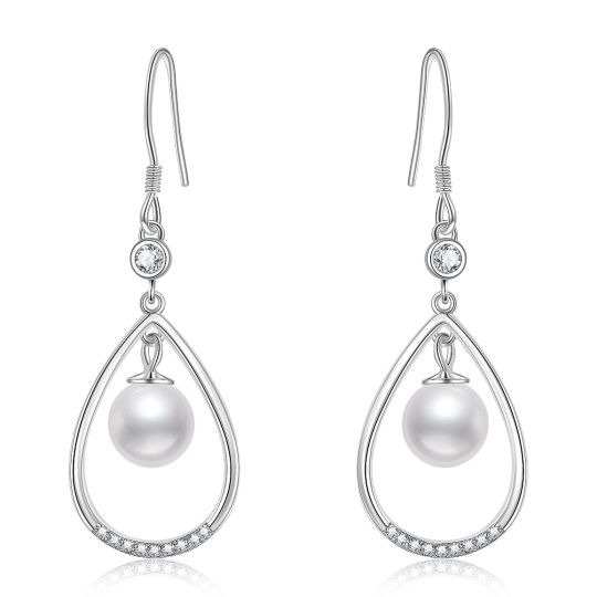 Boucles d'oreilles pendantes en argent sterling et perles pour femmes