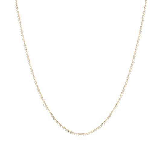 Collier chaîne tennis en or 14 carats, serti de diamants ronds de laboratoire de 2 mm (poids total), 3 griffes, longueur 40 à 66 cm (16 à 26 pouces).