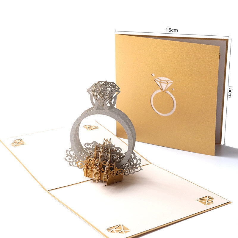 Three-Dimensional Diamond Ring Greeting Card for Women-1