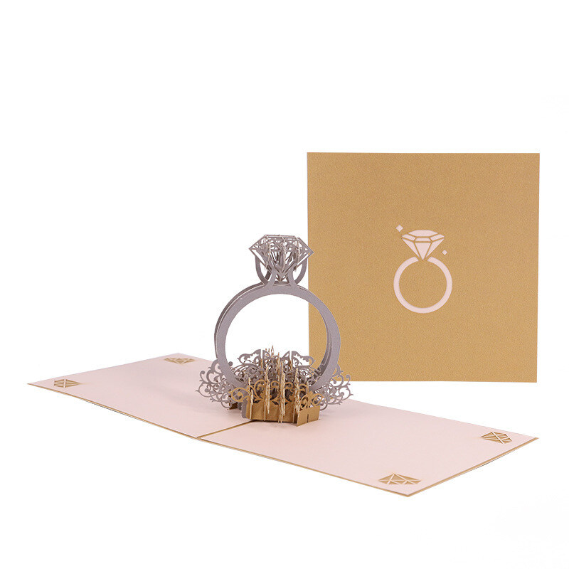 Three-Dimensional Diamond Ring Greeting Card for Women-2