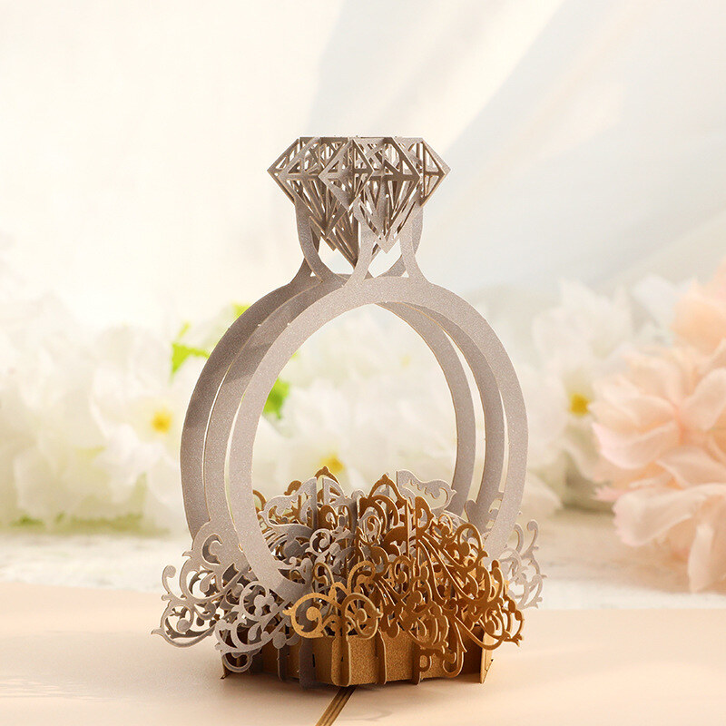 Three-Dimensional Diamond Ring Greeting Card for Women-4