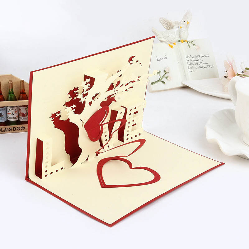 Three-Dimensional Valentine's Day Love Tree Blessing Handmade Greeting Cards-3