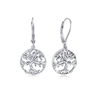 Sterling Silver Tree Of Life Lever-back Earrings-9