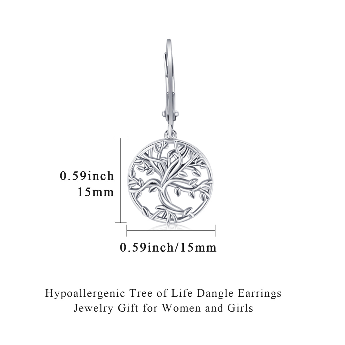 Sterling Silver Tree Of Life Lever-back Earrings-6