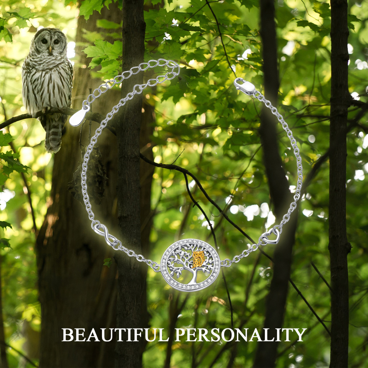  Tree of Life Owl Bracelet 925 Sterling Silver Owl Adjustable Bangle Jewelry Gifts for Women Mum-6