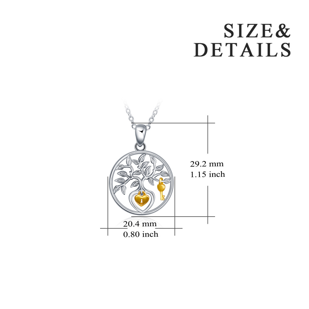 Tree of Life 925 Silver Charm Pendant Necklace Apple Tree Necklace for Women-5