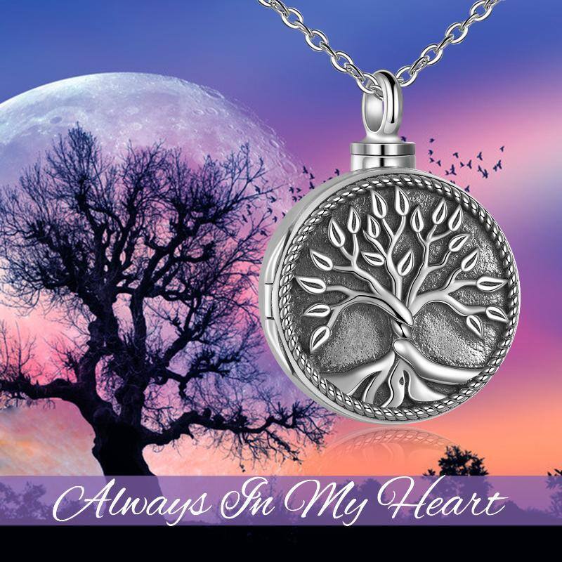 Sterling Silver Tree Of Life Engraved Personalized Photo Locket Necklace for Women Men-6