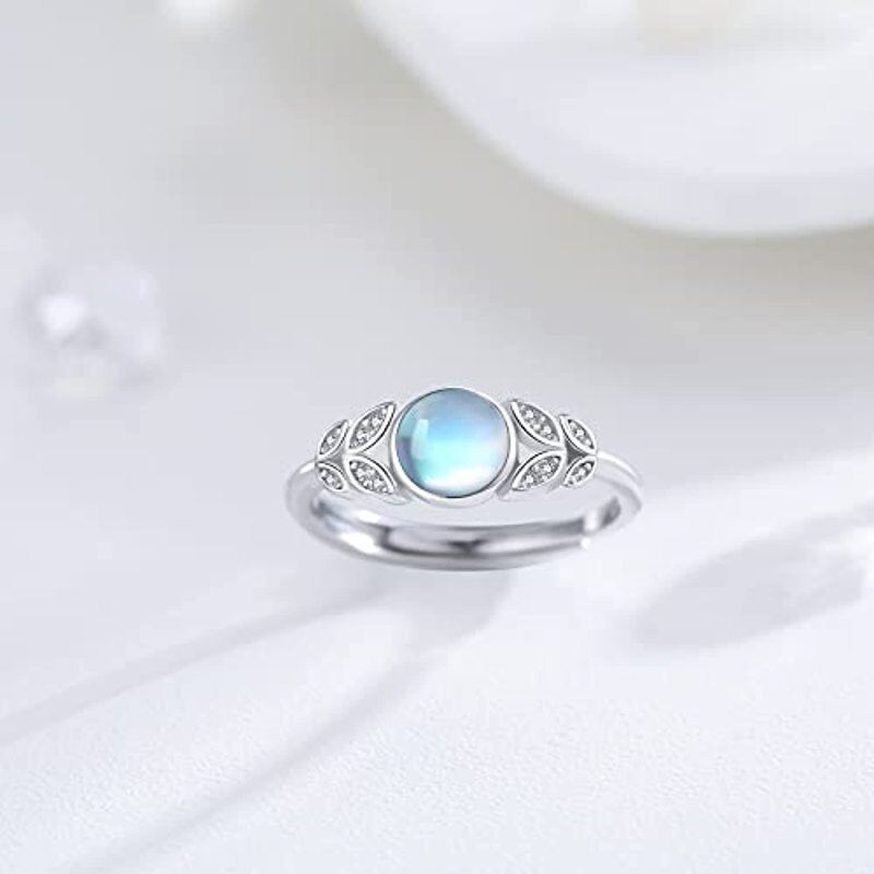 Sterling Silver Turquoise Leaves Open Ring-8