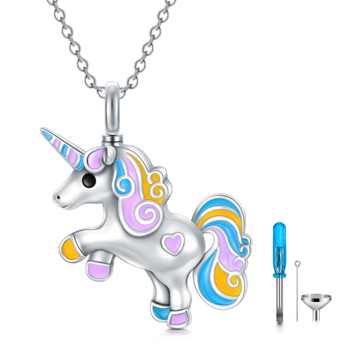 Sterling Silver Unicorn Urn Necklace for Ashes-1