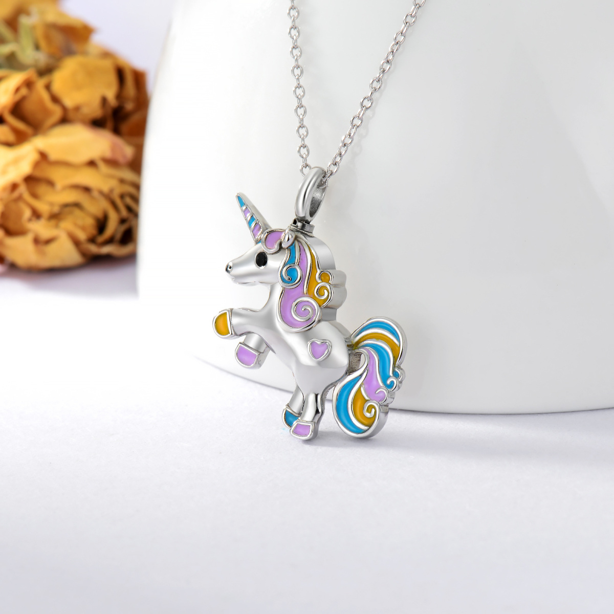 Sterling Silver Unicorn Urn Necklace for Ashes-4