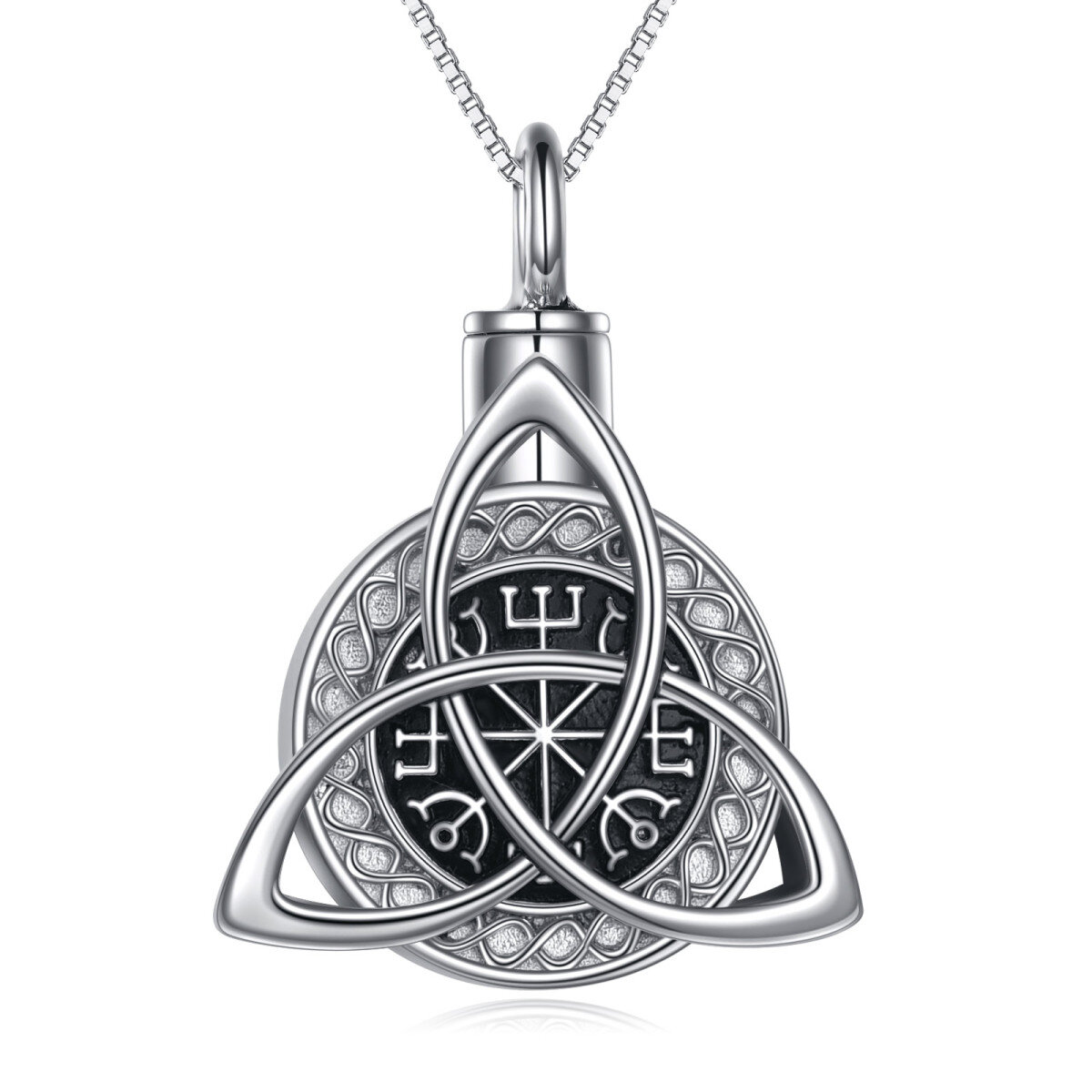 Unisex Sterling Silver Celtic Knot & Compass Urn Necklace for Ashes-1