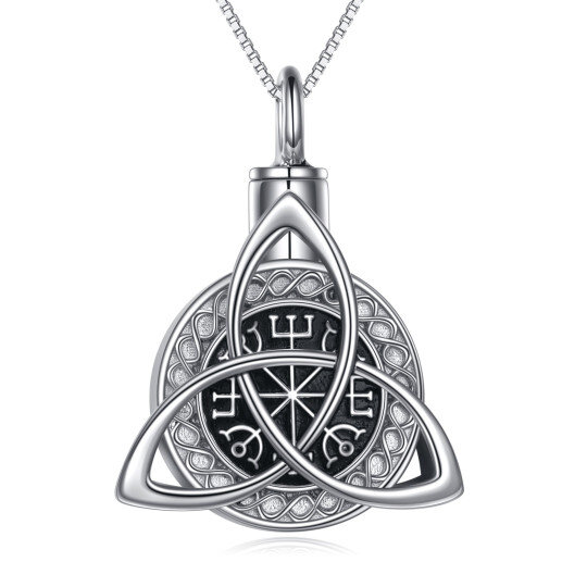 Unisex Sterling Silver Celtic Knot & Compass Urn Necklace for Ashes