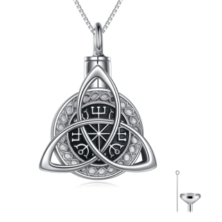 Unisex Sterling Silver Celtic Knot & Compass Urn Necklace for Ashes-3