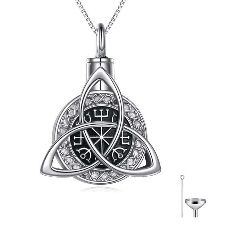 Unisex Sterling Silver Celtic Knot & Compass Urn Necklace for Ashes-8