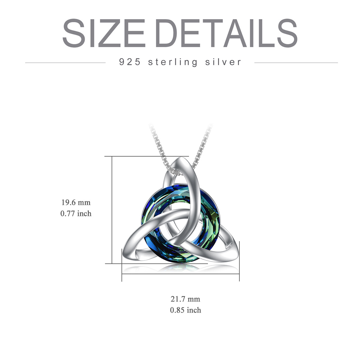 Halskette mit keltischem Knoten und Kristallanhänger aus Sterlingsilber für Damen-5