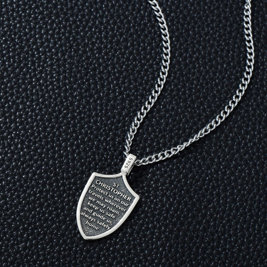 Unisex-Kette mit kubanischem Anhänger aus Sterlingsilber mit dem Heiligen Christophorus-4
