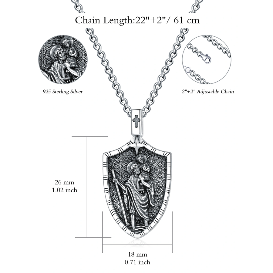 Unisex-Kette mit kubanischem Anhänger aus Sterlingsilber mit dem Heiligen Christophorus-5
