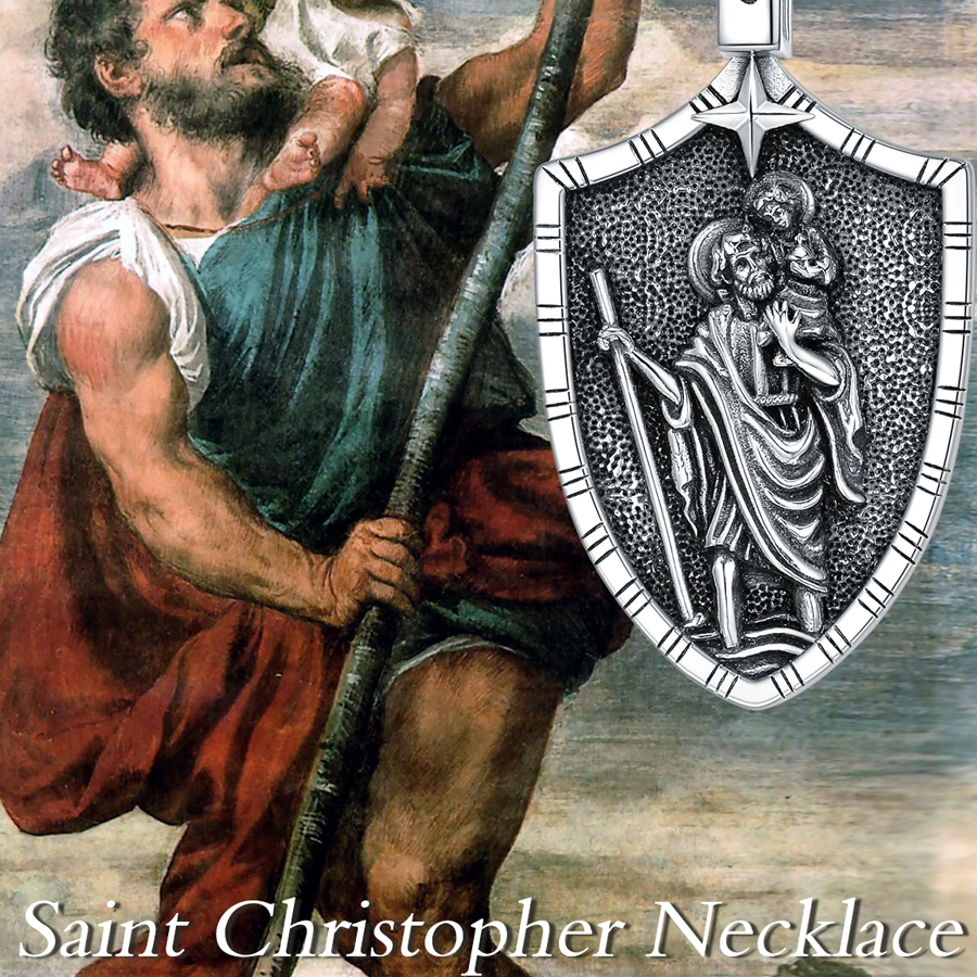 Unisex Sterling Silver Saint Christopher Cuban Chain Pendant Necklace-6