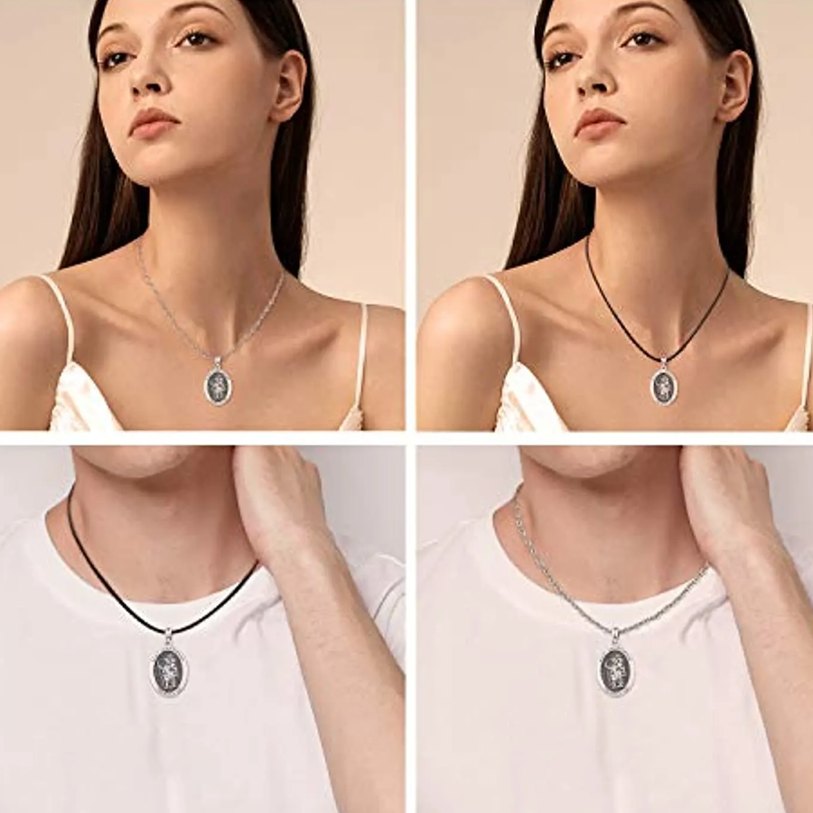 Unisex-Anhänger-Halskette aus Sterlingsilber mit dem Heiligen Christophorus-2