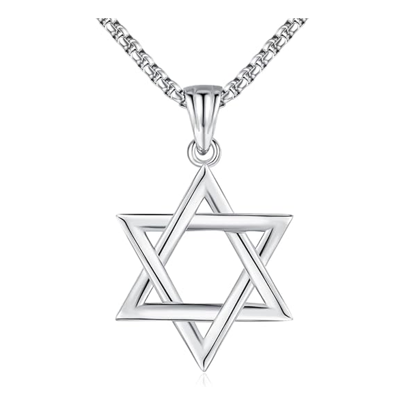 Unisex Sterling Silver Star Of David Pendant Necklace-1