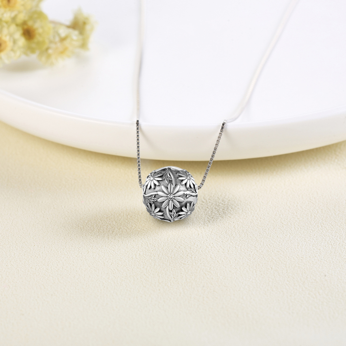 Unisex Sterling Zilveren Wilde Bloemen Urn Ketting voor As-3