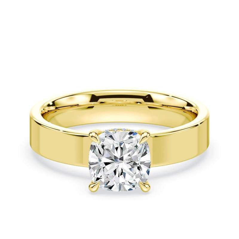Bague de fiançailles sur mesure en or 14 carats avec diamant rond de laboratoire et halo caché-1