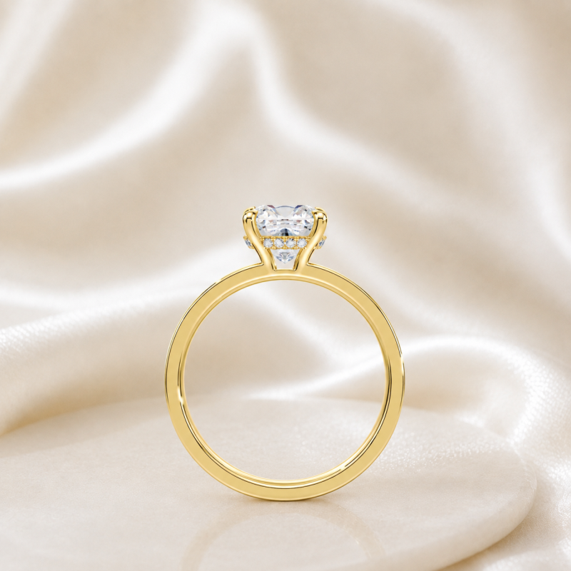 Bague de fiançailles sur mesure en or 14 carats avec diamant rond de laboratoire et halo caché-5