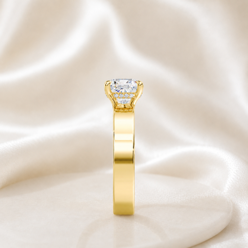 Bague de fiançailles sur mesure en or 14 carats avec diamant rond de laboratoire et halo caché-6