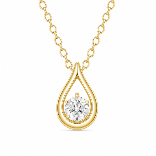 Collares colgantes de oro de 14 quilates con diamantes cultivados en laboratorio de talla redonda.