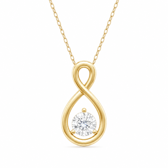 10K Gold 0.5 CT Round Cut Lab-Grown Diamond Infinity Symbol Necklaces