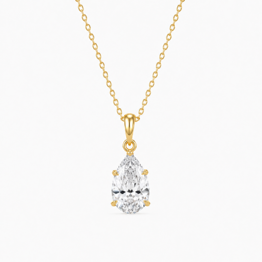 10K Gold Pear Cut Lab-Grown Diamond Necklaces