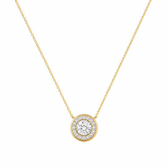 Collares de oro de 14 quilates con diamantes redondos cultivados en laboratorio de 0,5 quilates en total.